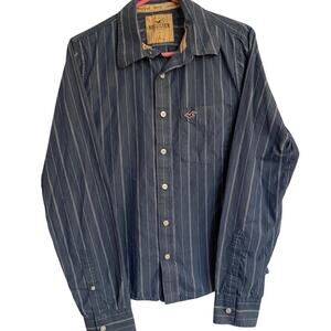 Pacific Merchants HOLLISTER Surfer Cut Blue Stripe Shirt Casual Work Button Up